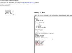 Screenshot of JSON editor displaying configuration for Main Door sensor