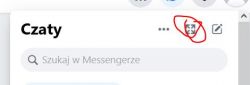 Zrzut ekranu interfejsu czatu na Messengerze w przeglądarce Firefox z zaznaczoną ikoną dodatku.
