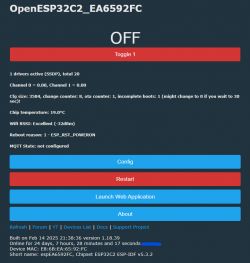 User interface displaying status information of an OpenESP32C2 device.
