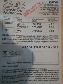 Jak ominąć cewkę w zwrotnicy ZA-6B, by przepuszczała VHF 5-12?