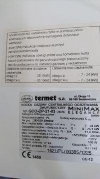 Termet minimax elegance turbo GCO-DP-21-03 -24/24 samoczynne wyłączanie. Termet minimax elegance turbo GCO-DP-21-03 -24/24 samoczynne wyłączanie.