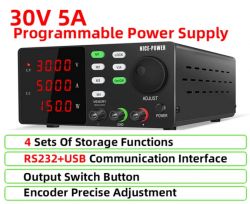 Programowalny zasilacz NICE-POWER 30V 5A z wyświetlaczem LCD i sterowaniem.