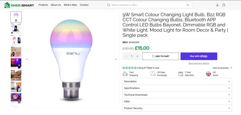 £1 Wnętrza inteligentnych żarówek: IKEA Tradfri LED2003G1, Ener-J SHA5262, niemarkowy PIR, Yi