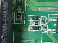 Close-up of SMD components on a printed circuit board Close-up of electronic components on a green printed circuit board (PCB).