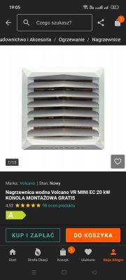 Nagrzewnica wodna Volcano VR MINI EC widziana od przodu, kolor biały