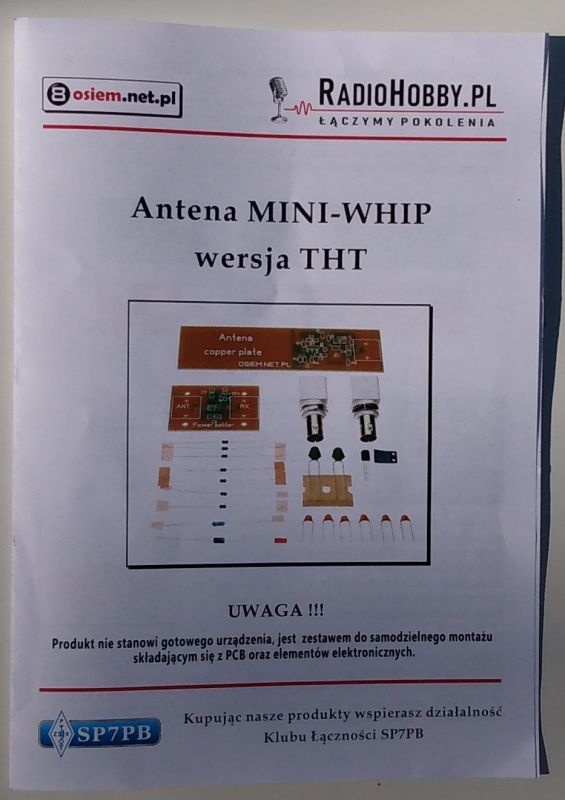 Aktywna antena Mini Whip w/g PA0RDT kit Aktywna antena Mini Whip w/g PA0RDT kit