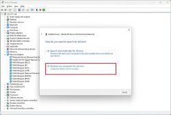 Zrzut ekranu Menedżera urządzeń pokazujący opcję ręcznej instalacji sterowników.