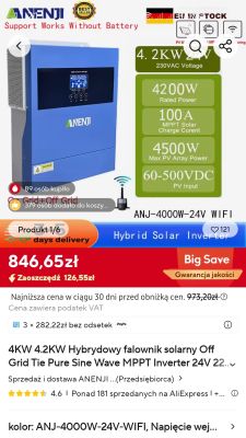Ile prądu (A) z paneli PV można podłączyć do inwertera off-grid?