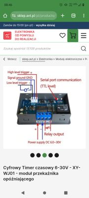 Cyfrowy timer czasowy XY-WJ01 z oznaczeniami połączeń.