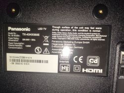 Panasonic TX-43HX580E Nameplate Nameplate of Panasonic TX-43HX580E TV.