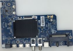 Hauptplatine mit blauem PCB, schwarzem Kühlkörper, HDMI- und USB-Ports sowie koaxialen Antennenbuchsen