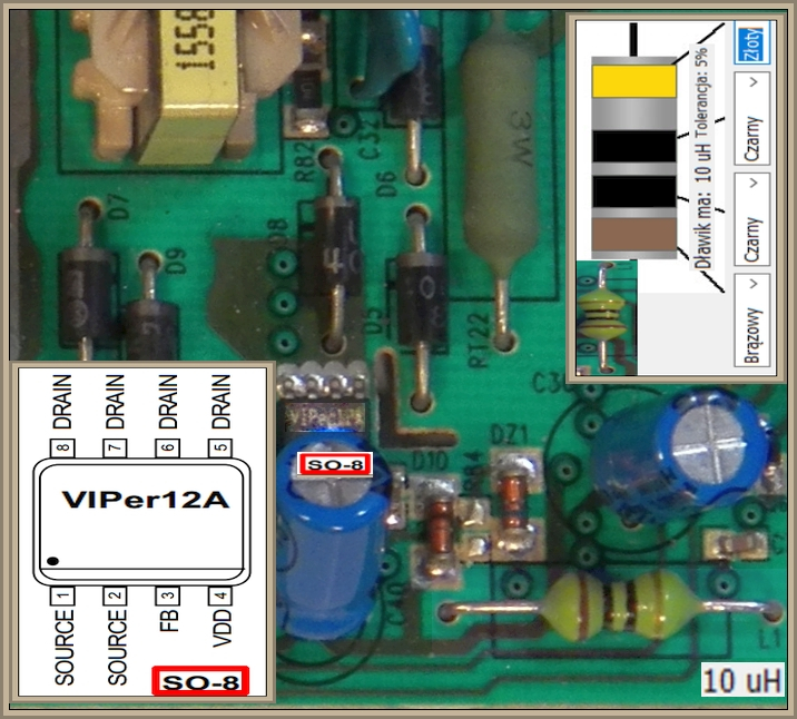 Wartość spalonego rezystora w zmywarce Mastercook ZWE-9176X