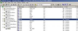 Zrzut ekranu z oprogramowania SIMATIC Manager z otwartą biblioteką standardową dla bloków S7.
