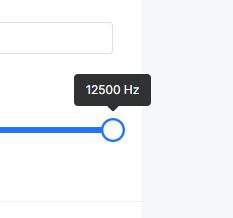 Frequency slider interface set to 12500 Hz with a blue line and info box.