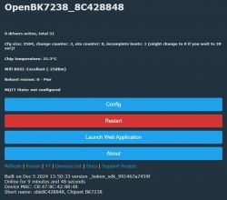 OpenBK7238 user interface displaying system information