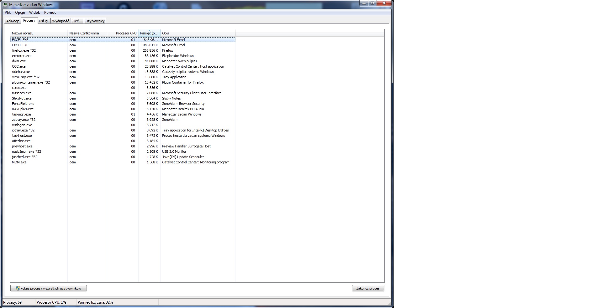 Excel 2010 64bit z Windows 7 64 bit i 16 GB RAM ma za mało zasobów