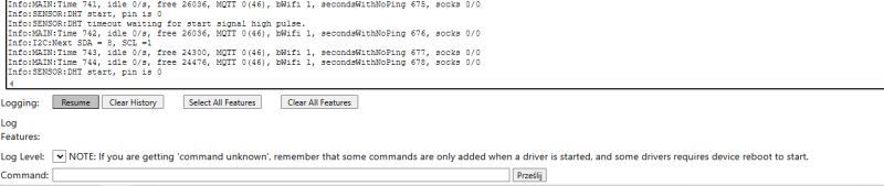 Diagnostic interface screenshot with DHT sensor logs and MQTT connection info.
