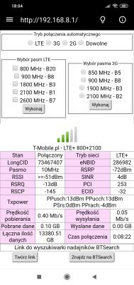 LTE T-mobile, prędkość internetu w jednej minucie od 0,4mb/s do 60mb/s