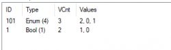 Screenshot showing a table with dpID identifiers and values.