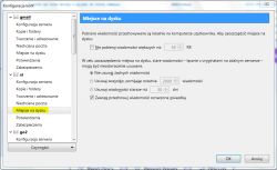 Okno „Miejsce na dysku” w ustawieniach konta e-mail programu Thunderbird
