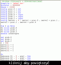 Program do sterowania 4 serwami napisany w BASCOMIE