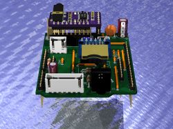 Image of an ESP32 module on an experimental PCB.