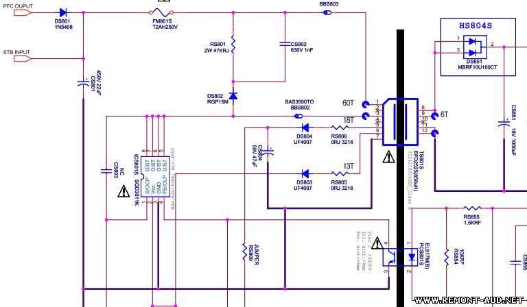 Samsung UE46F5300AW - Uszkodzony zasilacz po burzy, potrzebny schemat