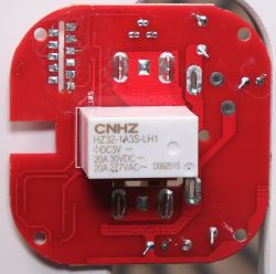 Red printed circuit board with a component labeled CNHZ HZ32-1A3S-LH1.