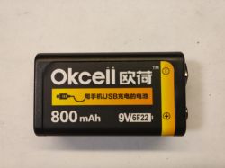 Bateria 6F22 OKcell JRGK 800mAh 9V USB w wersji Li-Ion z wbudowaną przetwornicą