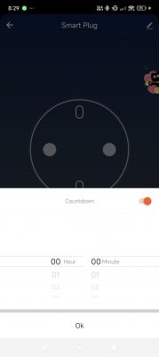 App screen showing a smart plug with a countdown timer function.