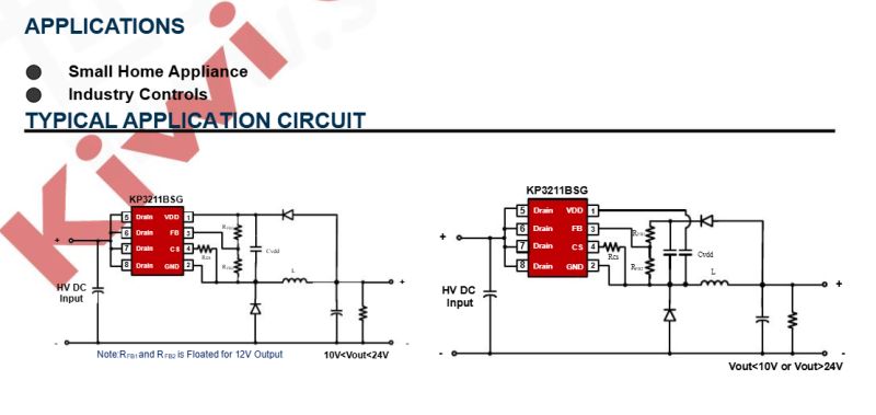 Application circuit diagram using KP3211BSG with HV DC input