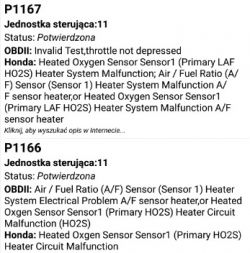 Honda Accord VI CG9 - Błąd P1167 po wymianie sondy Lambda regulacyjnej