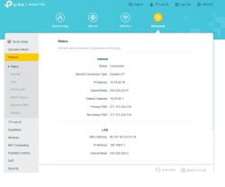Panel statusu połączenia internetowego na routerze TP-Link Archer C50