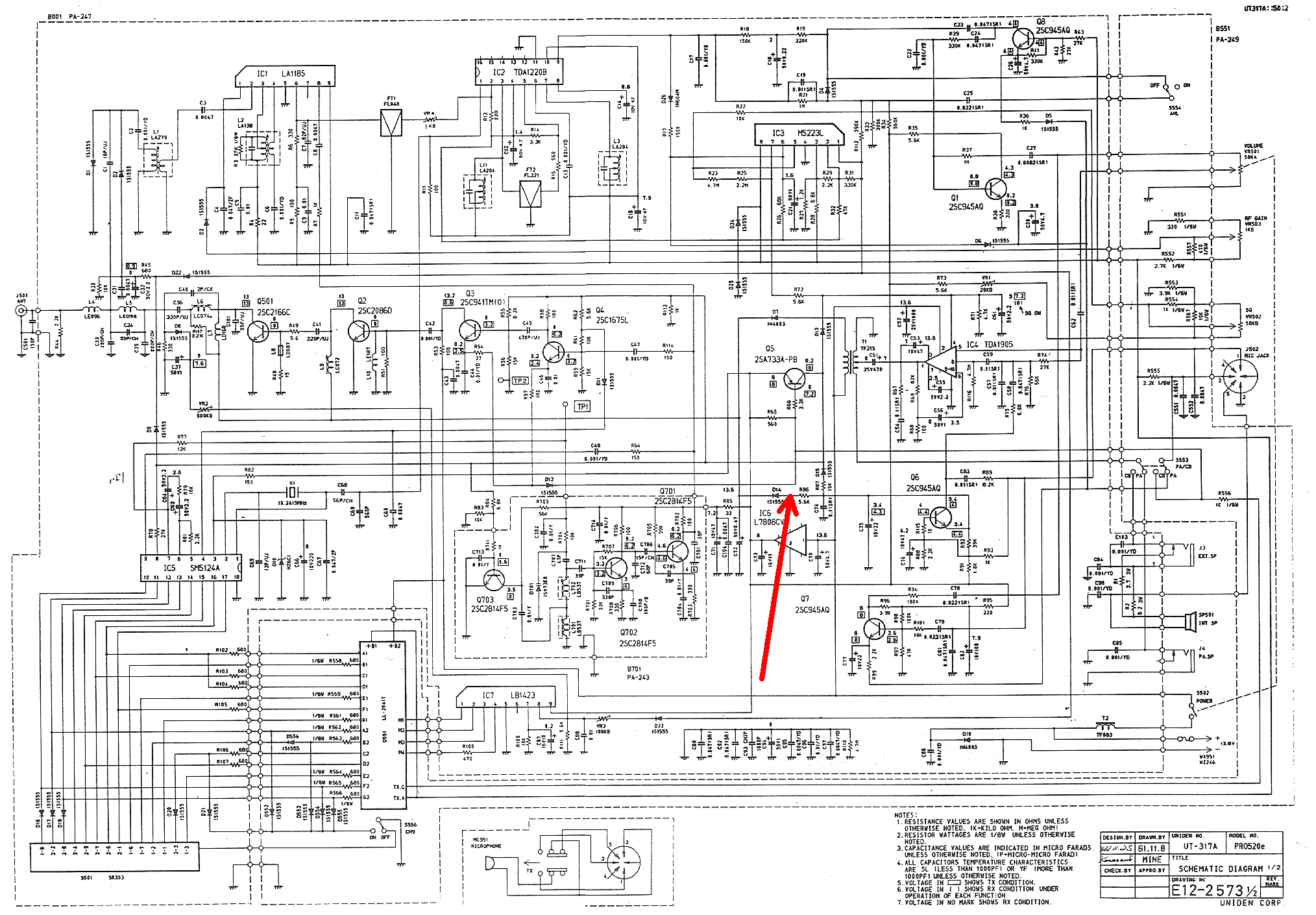 Jak zdiagnozować transformator w Uniden PRO520XL? Cicha modulacja