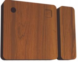 Shelly BLU Door/Window wireless sensor in wood-like finish, consisting of two rectangular components.