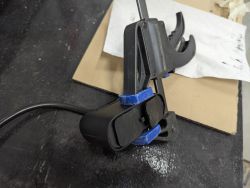 Camera secured to table with a woodworking clamp