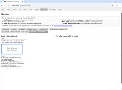OpenBK interface on Filesystem tab with file drop area and action buttons visible
