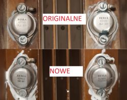 Zdjęcia porównawcze tranzystorów marki TESLA na tle metalowej płytki z napisami ORIGINALNE i NOWE.
