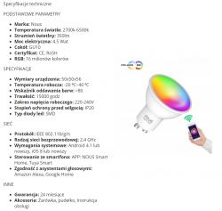 Nous Smart WiFi Bulb P8 RGBCW, GU10, EB01-B + BP5758, pinout WiFi