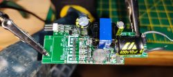 Close-up of a circuit board with electronic components.
