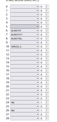 Configuration interface with dropdown menus and numeric input fields