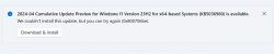 Komunikat o błędzie podczas instalacji aktualizacji systemu Windows 11.