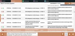 Zrzut ekranu z historią błędów BSI2010 w systemie diagnostycznym samochodu.