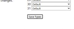 Save Types button next to dropdown menus labeled Default.