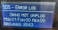 Error Message on Siemens EQ.8 Coffee Machine Coffee machine display showing error message.