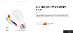 LED GLS 9W E-27 Spectrum Smart Bulb LED GLS 9W E-27 Spectrum Smart bulb with color-changing feature.