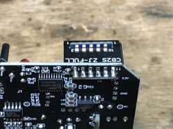 Close-up of a PCB with a CB2S module and electronic components.