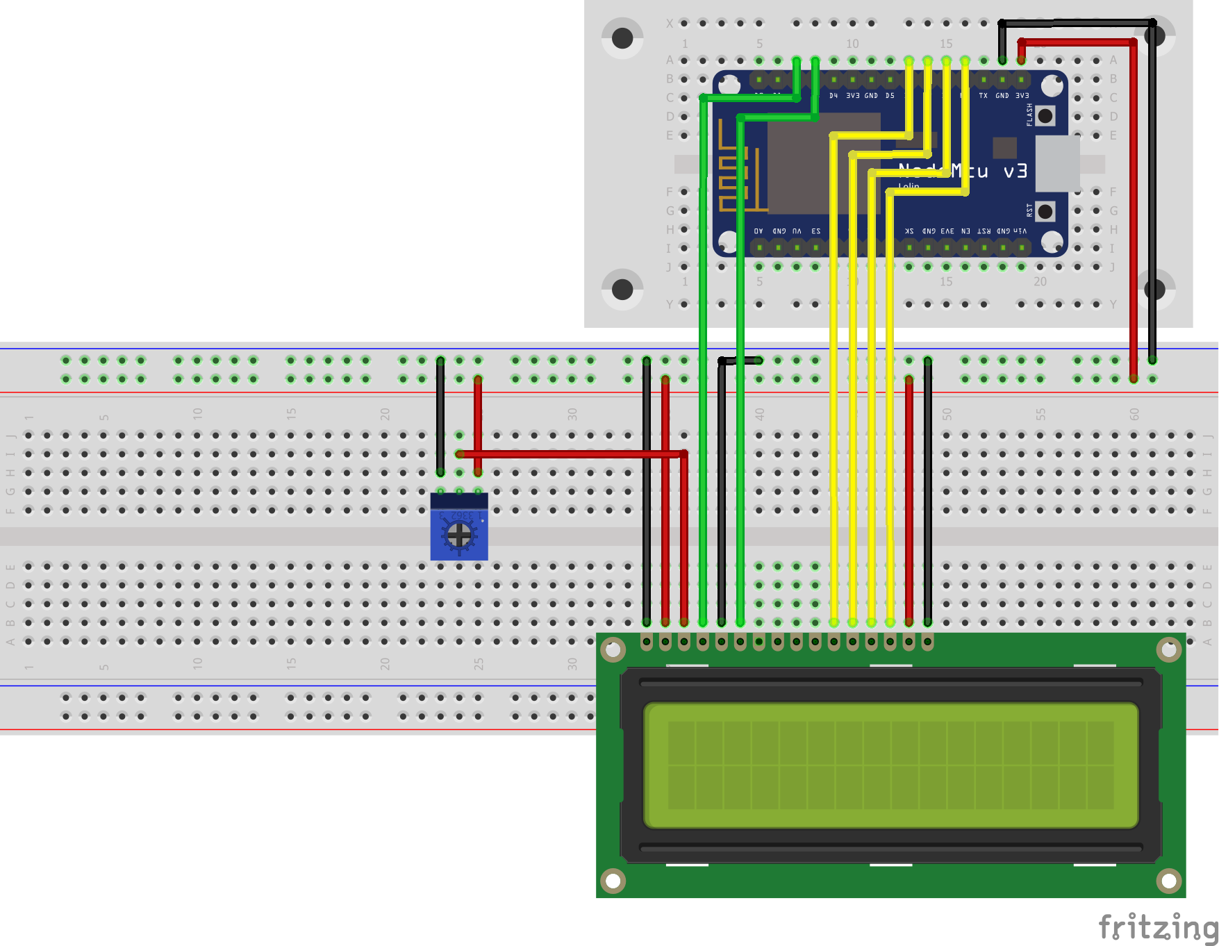 ESP8266 + NodeMCU v3: Smoke after connection and adjustment of 2x16 LCD ...