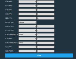 Screenshot of configuration interface with dropdowns for pins P16–P28