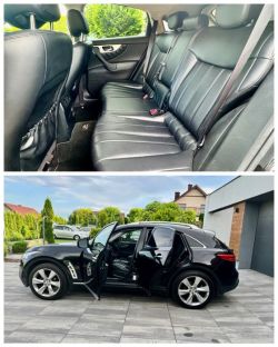 Black SUV with open doors, rear leather seats visible inside